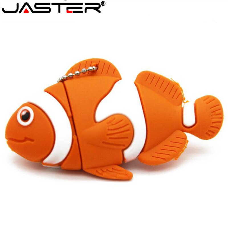 JASTER bella pesce usb flash drive pendrive 64gb 32gb piccolo animale pen drive 16gb di memoria del bastone del fumetto USB 2.0 di trasporto libero