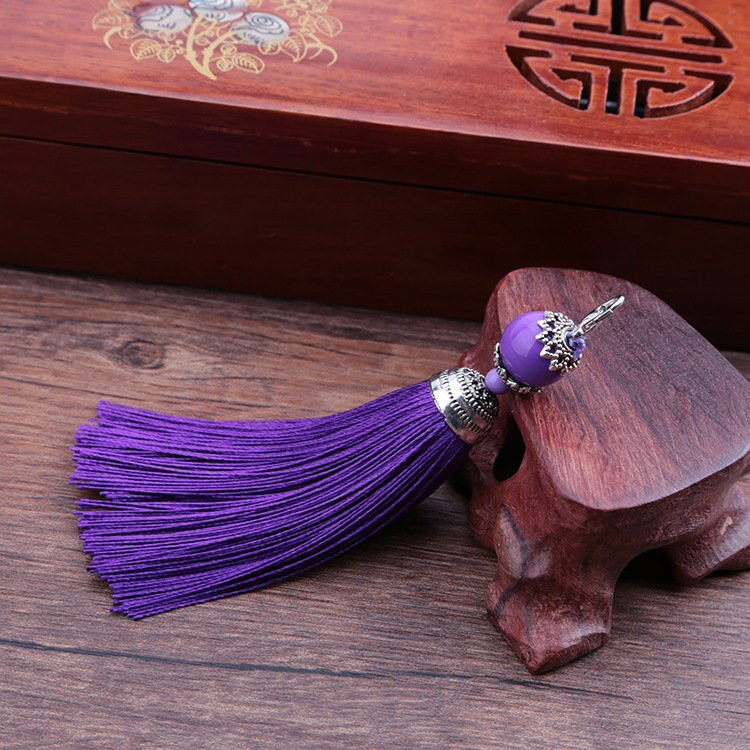 Pendentif à franges en mousqueton, 5 pièces, DIY, bijoux pour rideaux, accessoires décoratifs pour vêtements, sac pour clés de voiture, pompon artisanal pendentif: Purple