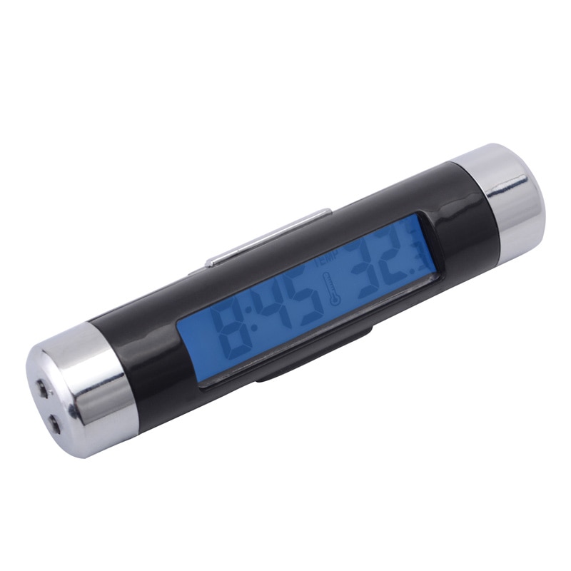Ns modify 2 in 1 auto digitale lcd temperatuur thermometer klok kalender auto blauwe achtergrondverlichting klok met clip