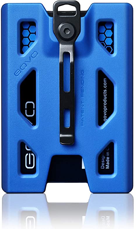Govo Badge Houder/Portemonnee-Duurzaam Polycarbonaat Id/Credit Houder Met Metalen Clip En 4 Kaarten Slot Houdt 1to 4 Kaarten: Blue