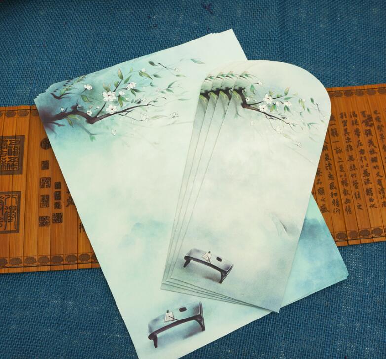Papel chino Estilo Vintage para escribir sobre papel carta 4 set/lote: green