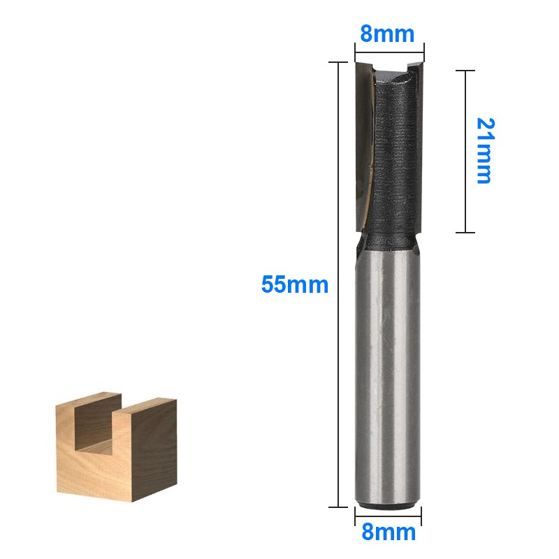 Hout Router Bit 8Mm Shank Tungsten Carbide Frees Straight End Milll Flush Trim Router Bit Houtbewerking Frezen: 5.5MM