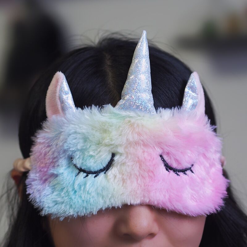 Dessin animé 1 pièces Mayitr licorne masque pour les yeux variété masque de sommeil en peluche ombre pour les yeux couverture masque pour les yeux approprié pour voyage maison en peluche