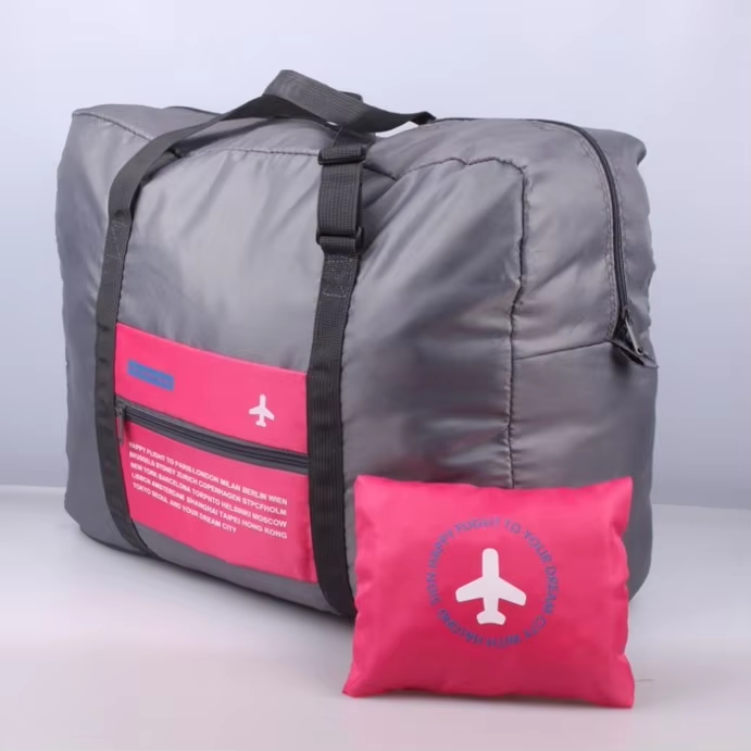 Nueva bolsa de equipaje de viaje impermeable plegable, bolsa de almacenamiento de equipaje de gran capacidad, bolso de viaje para equipaje de embarque, adecuado para bu: Rojo