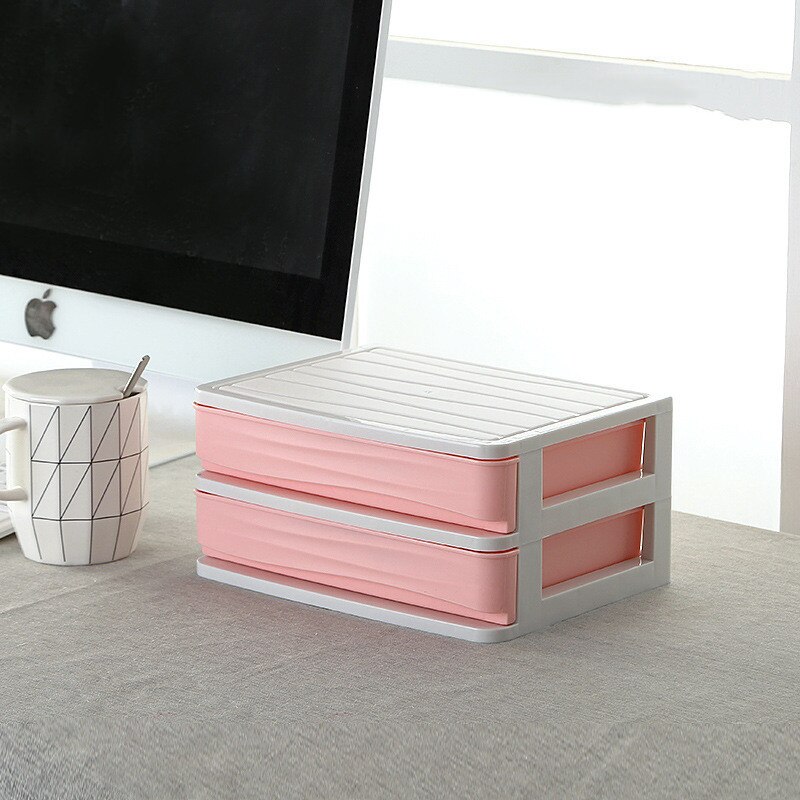 Large Capacity Makeup Organizer Cosmetics Storage Box Four Layer Drawer Jewelry Nail Polish Desktop Sundries Storage Box: Pink 2 Layer