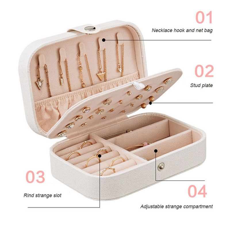 Koreaanse Stijl Verse En Eenvoudige Meisje Oorbellen Plaat Sieraden Doos Portable Lederen Oorbellen Ring Multifunctionele Sieraden Opbergdoos