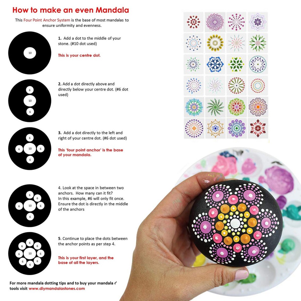 62pcs Mandala Dotting Tools for Painting Rocks Mandala Painting Dotting Stencil Dot Mandala Kit Nail Rock Fabric Wall Art DIY