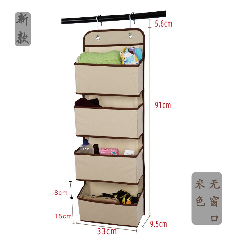 Artículos para el hogar simples, organizador de 4 bolsillos para colgar en la pared, armario, bolsa de almacenamiento sobre la puerta, organizador de juguetes, bolsa, colgador: Beige91X33X9.5cm