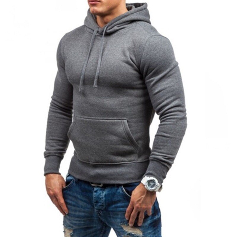 Mannen Katoen Mode Hoodie Sport Training Hoodie Trui: Dark grey