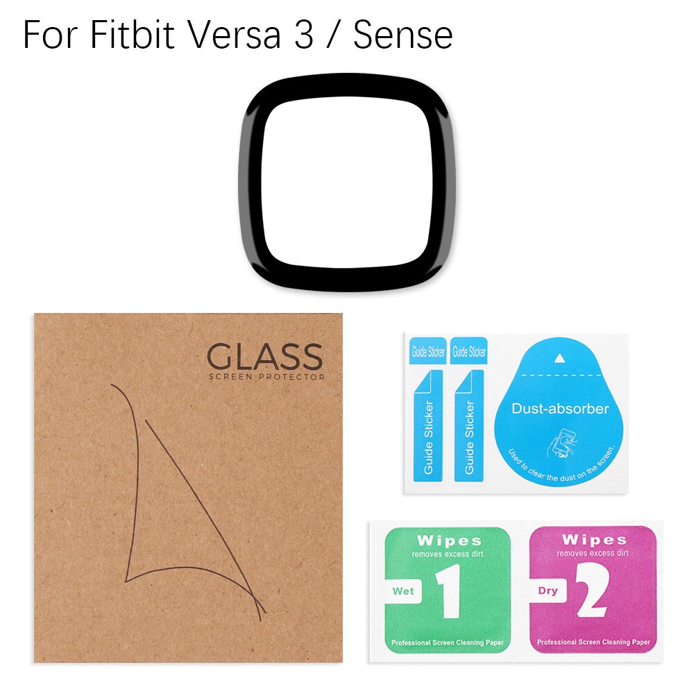 Película protectora 3D de cobertura completa para Fitbit Versa 2 3 Sense, Protector de pantalla de reloj inteligente, cristal de fibra suave transparente HD, 1 ud.