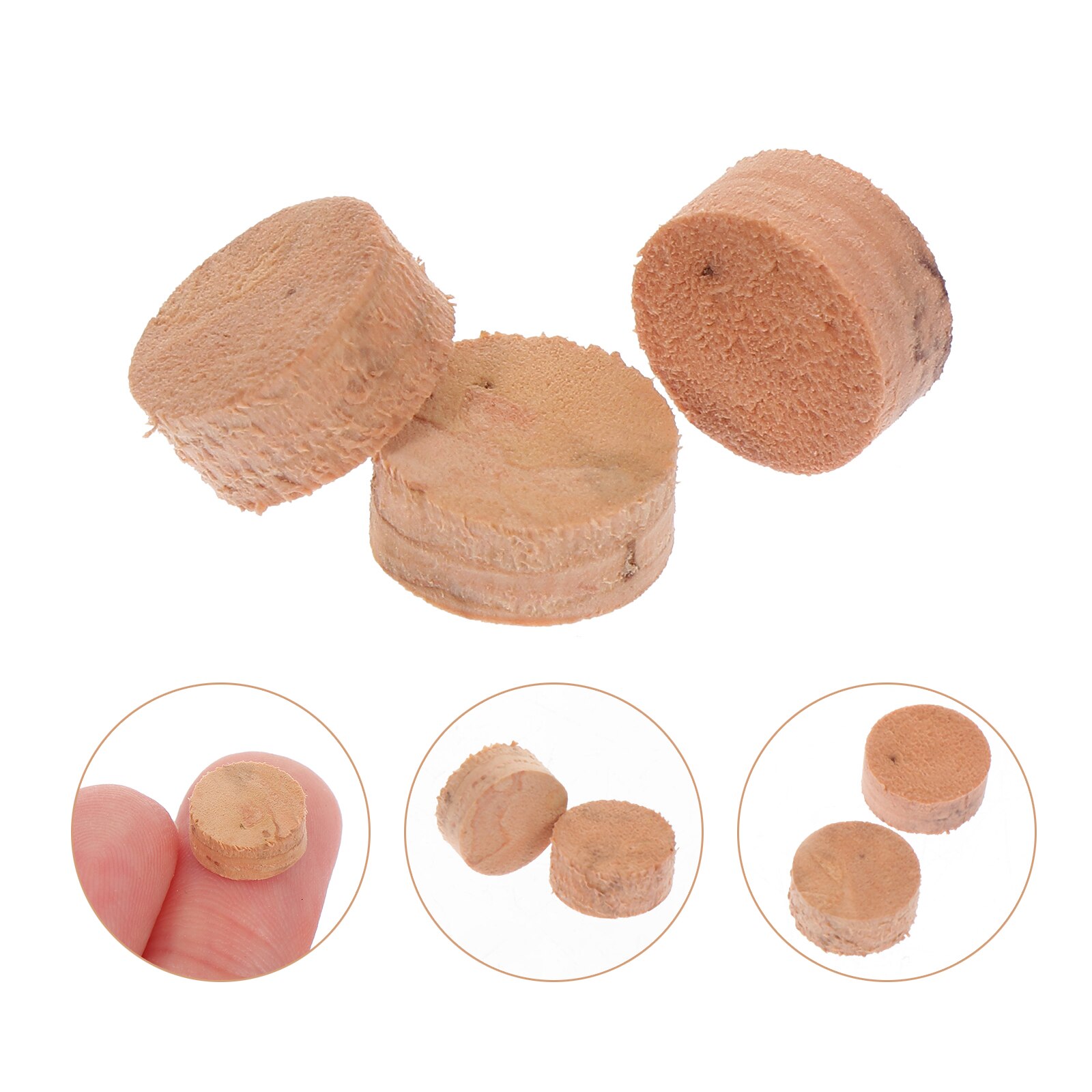 3Pcs Trombone Water Key Wood Cork Pads Musical Instrument Replacement Accessories (Khaki)