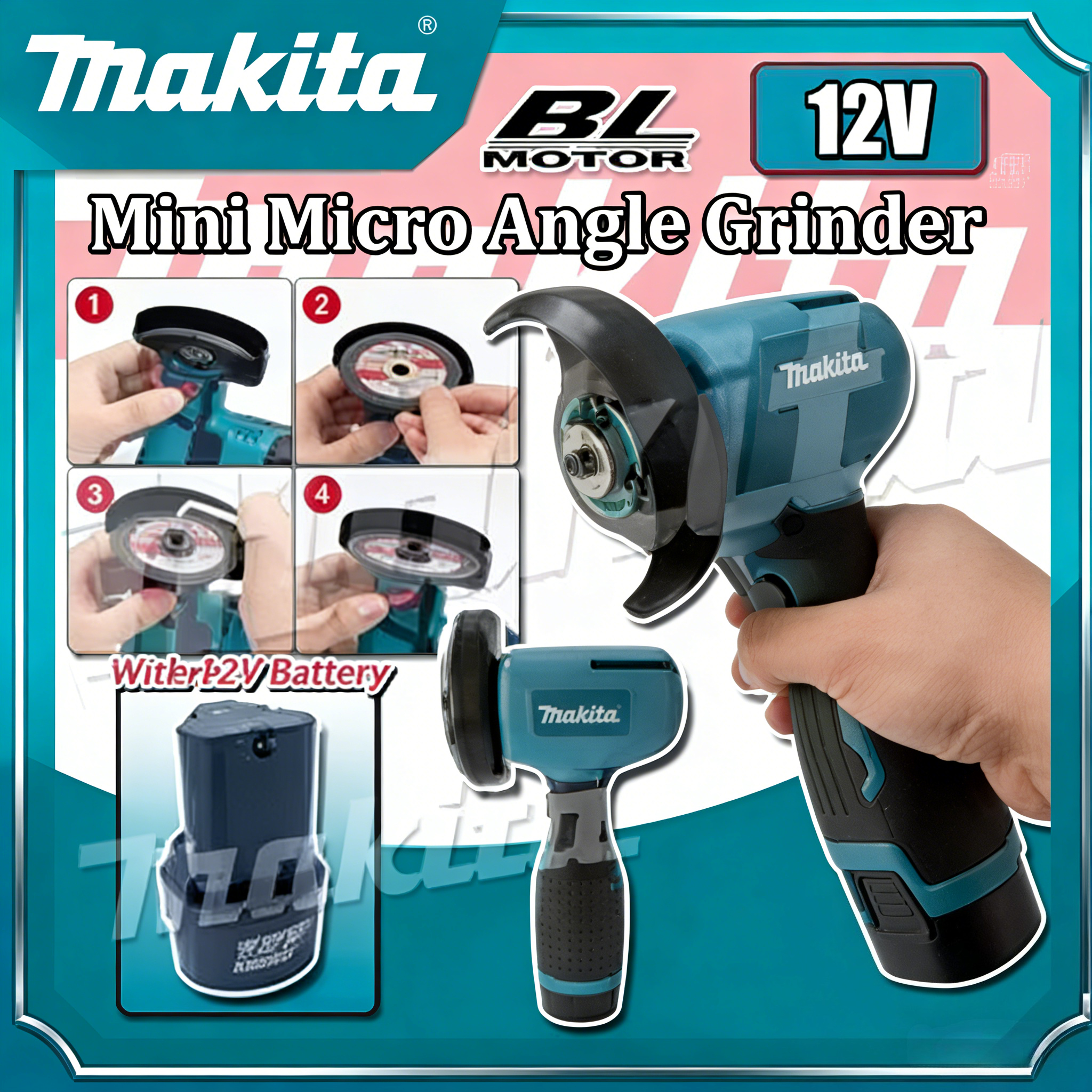 Makita mini 19500 rpm kulmahiomakone johdoton ladattava käsikäyttöinen hiontakiillotushiontaleikkauskone sähkötyökalu