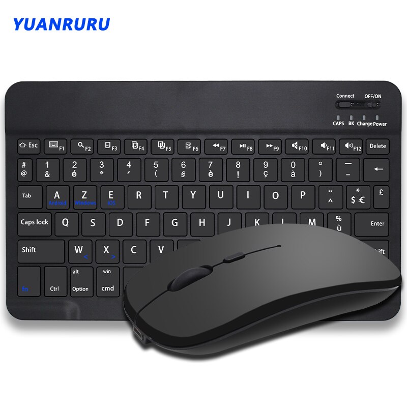 10 Inch Wireless Keyboard Bluetooth Keyboard Mouse Combos French Bluetooth Keyboard Rechargeable For ipad Phone Tablet Laptop
