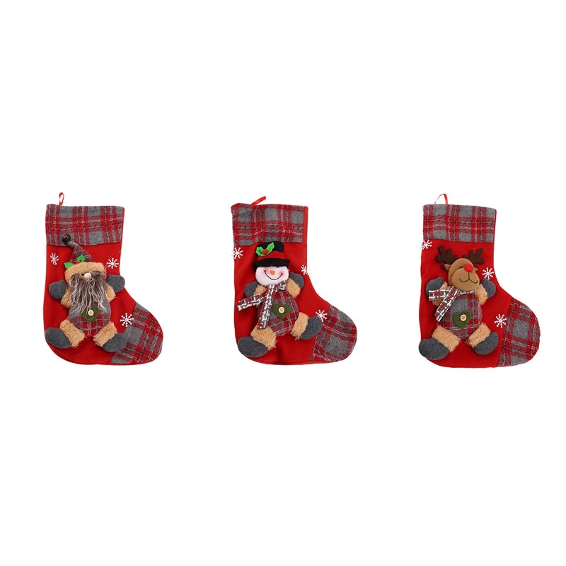 3Pcs Kerstsok Kerstman Candy Sok Bag Xmas Tree Opknoping Decor Tas Voor Kerst Woondecoratie
