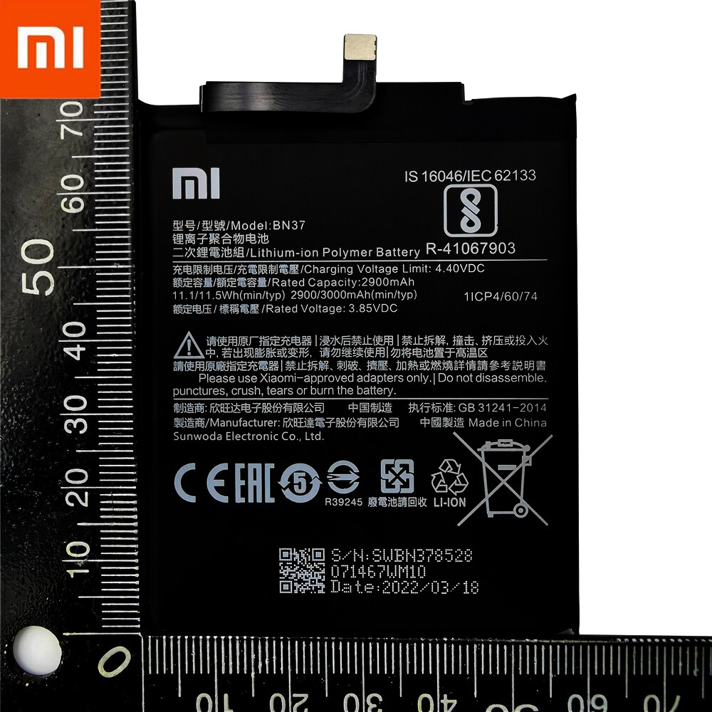 Xiao Mi Original Battery BN37 3000 mAh For Xiaomi Redmi 6 Redmi6 Redmi 6A Phone Replacement Batteries