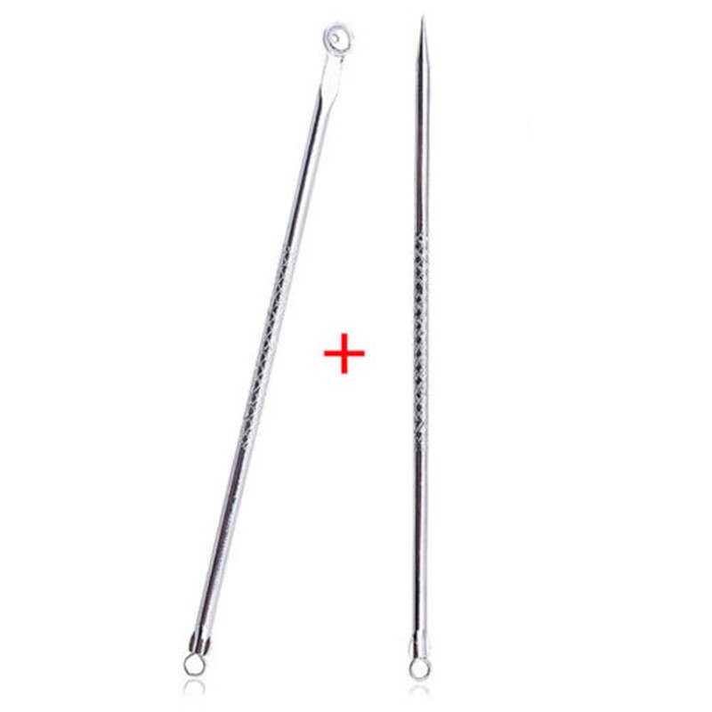 2pcs Stainless Steel Blemish White headband Blackhead Come done Acne Extractor Remover Tool Needles Pimple Kit Makeup Tools: Default Title