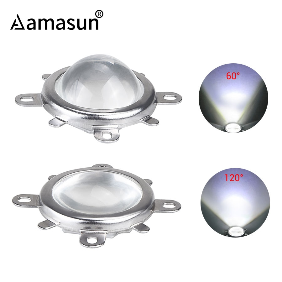 44mm optisk glass ledet linse 60 120 gradere reflektor kollimator rask brakett til høy effekt kolbe ledet chip perler matrise lampe deksel