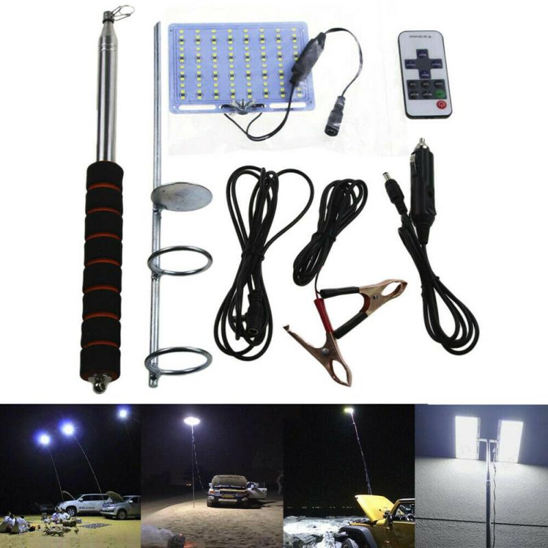 48W Teleskop Kolben Stange LED Scheinwerfer Angeln draussen BBQ Camping Laterne Licht Lampe Wandern Mit RF Fernbedienung