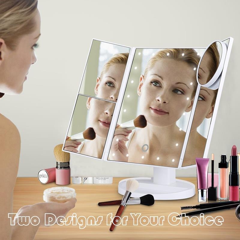 Make-Up Spiegels Spiegel Lamp Tafel Spiegel Led Draagbare Vouwen Lichtgevende Vergrootglas Usb Interieur Schoonheid Badkamer