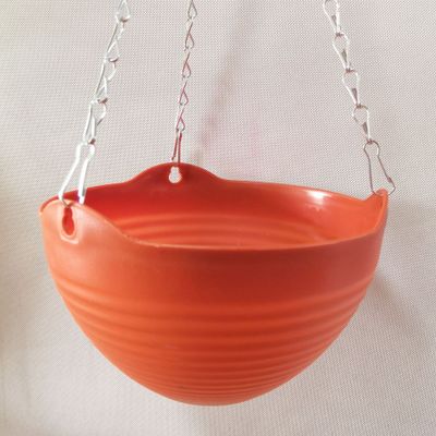 Plastic Hanging-Basket Flower Pot with Chain Home Garden Balcony Macrame Plant Hanger Planters Decor SMD66: brick red