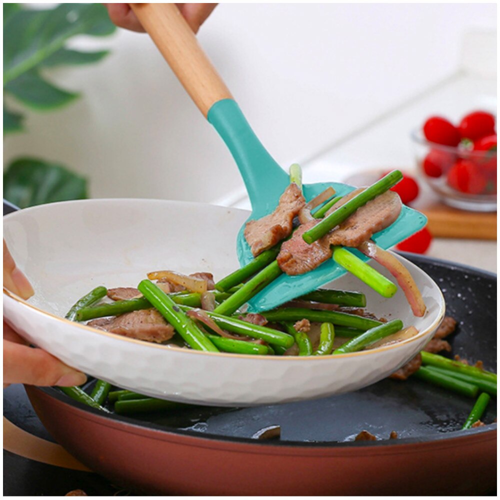 Set van 9 siliconen keukengereedschappen, spatel, spatel, kwast, eierklopper, kookgerei, keukengereedschapset