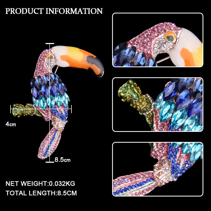 SA SILVERAGE Della Lega Del Fiore Della Pietra Preziosa Uccello Spille per Le Donne colorato Spilli e Spille di Alta Qualità Dei Monili Animale Uccello design