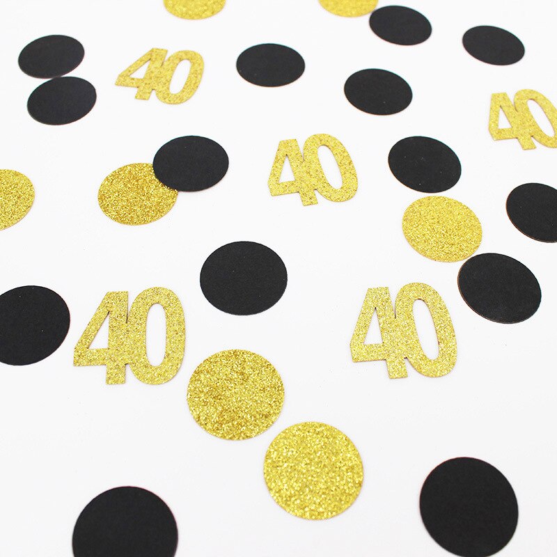 100pcs 16 21st 30 40 50 60th Year Old Paper Confetti Adult Birthday Party Decor Anniversary Birthday Table Scatter Supplies: 40th