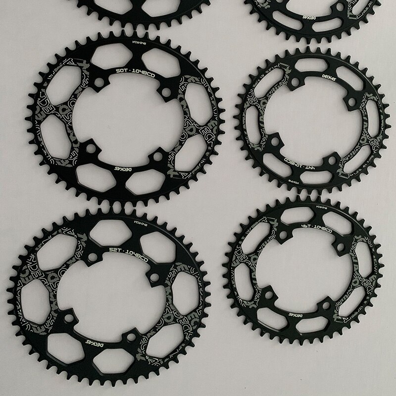 Deckas-plato ovalado BCD 104, platos y bielas de bicicleta de 40/42/44/46/48/50T de ancho y estrecho, 52 dientes, bandeja única, corona de estrellas para bicicleta de montaña