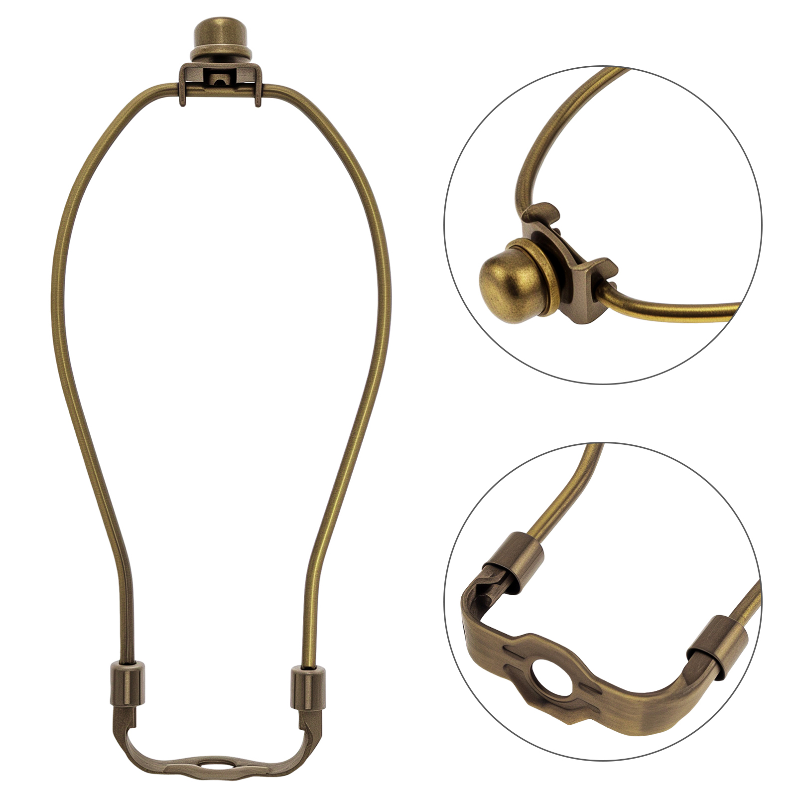 Antiek bronzen lamp harp schaduwhouder beugel met zadel en kruisbloemdop, 7-12 inch verstelbare lampenkapbeugel voor tafellampen