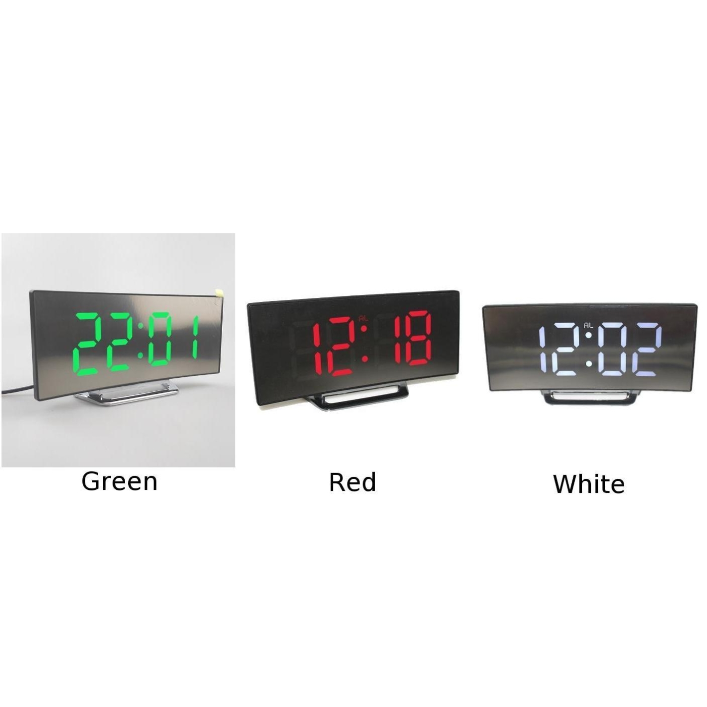 Electronic Alarm Clock Noiseless Digital LED Large Display Mirror Electronic Clock (Battery Not Included.)