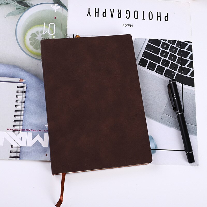 Faux Leather Diary Notebook Thick Paper White Blank Pages Sketchbook A5 Office Notepad Vintage Note Book Agenda Soft Cover: Brown Notebook