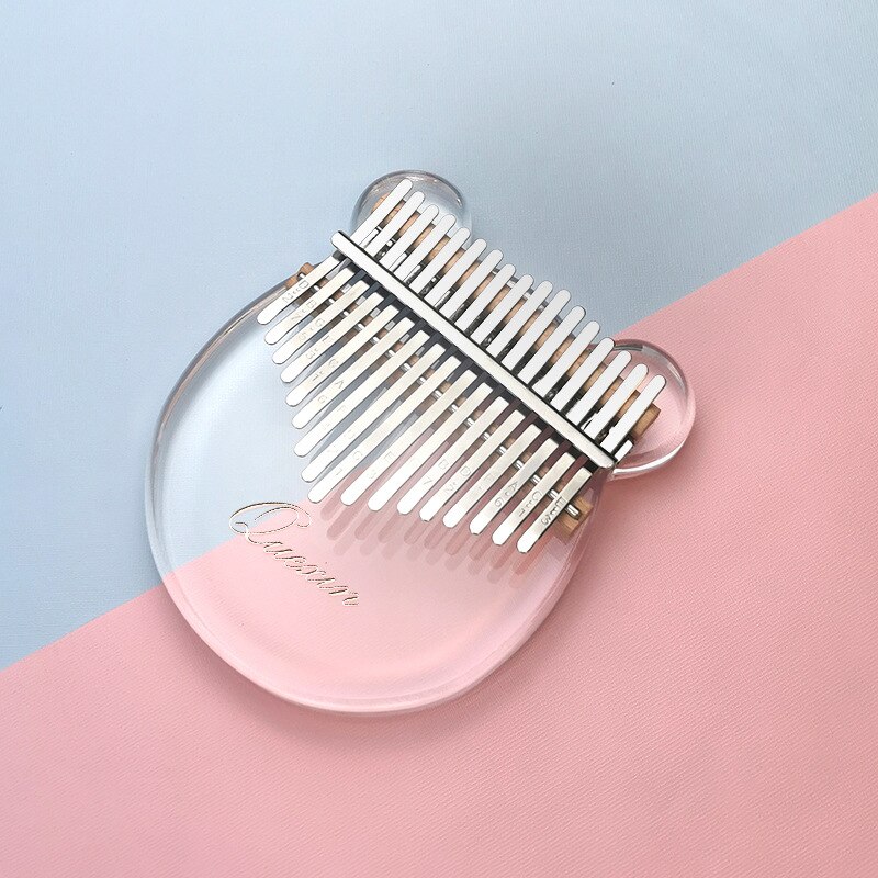 Clear Kalimba Thumb Piano Cat Shaped 17 Key Solid Finger Piano Transparent Body Cute Crystal Acrylic Kalimba With Beginners: Pussycat