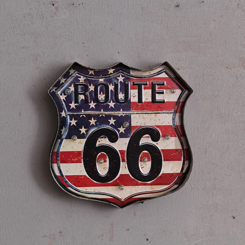 Enseigne Route 66 à Led Vintage, plaque métallique, néon, décoration de maison, Club, café, Art mural suspendu