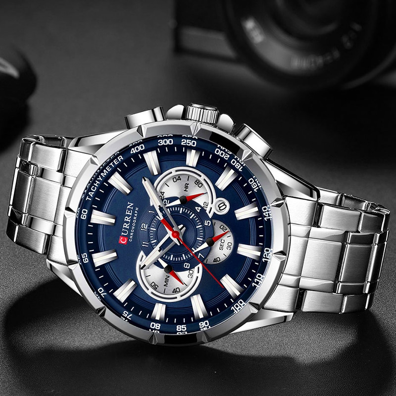 Curren herenhorloges topmerk luxe chronograaf quartz herenhorloge waterdicht sportpolshorloge heren roestvrijstalen mannelijke klok