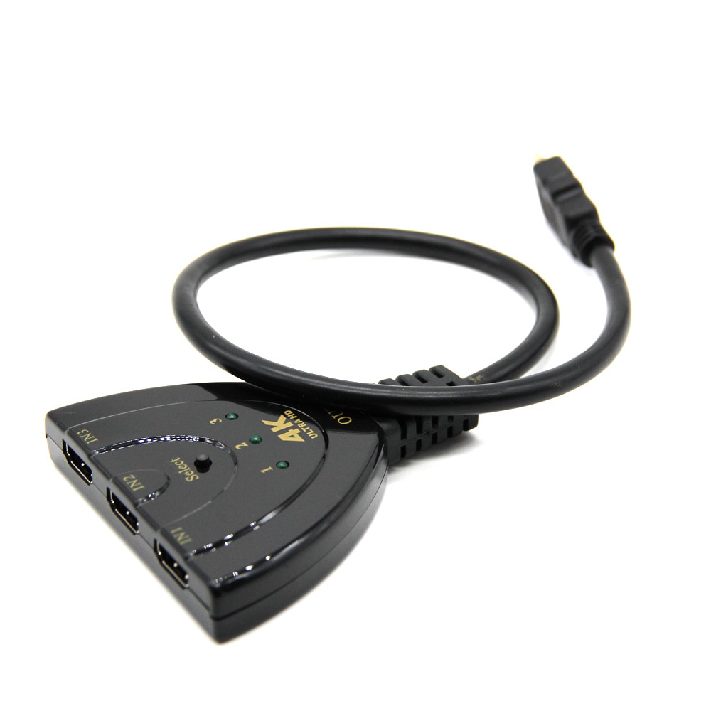 Mini conmutador de 3 puertos compatible con HDMI 1.4b 4K, divisor de conmutador 1080P, 3 en 1, Hub de puerto de salida para DVD, HDTV, Xbox, PS3, PS4