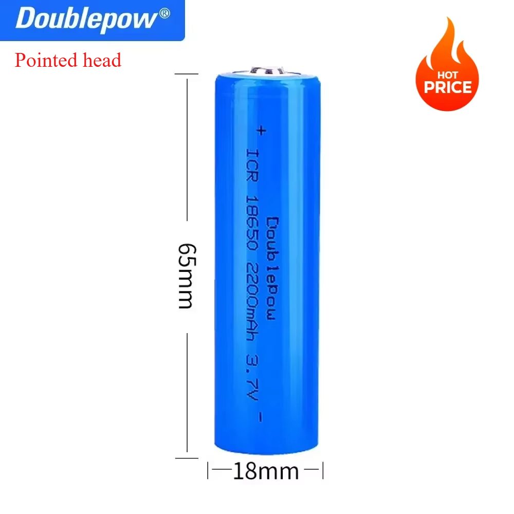 100% Original Doublepow 3.7v 18650 Battery True Capacity 2200mah 18650 Rechargeable Lithium Battery for Flashlight Batteries