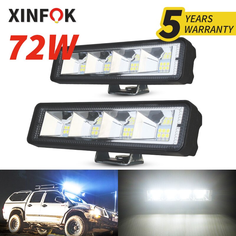 Xinfok Auto Led Werk Spot Flood Light Beam 3030 Smd Dc 12-24 Volt 72 Watt 6500K Verlichting voor Vrachtwagen 4X4 4WD
