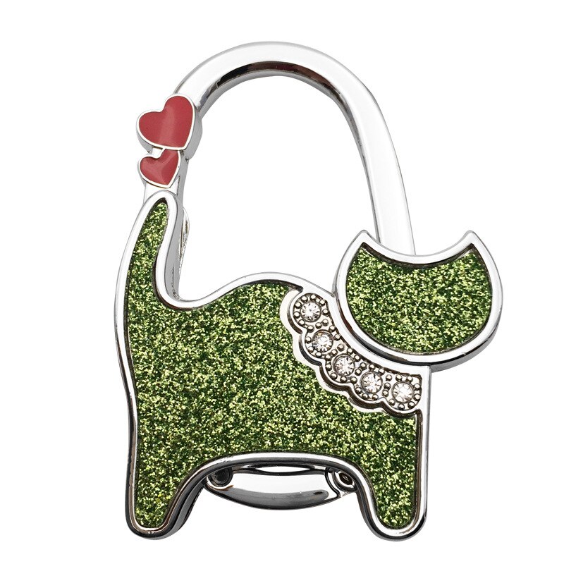 Bolsa monedero plegable Unisex para gatos, con diamantes de imitación, gancho para colgar, Seguro: 0003