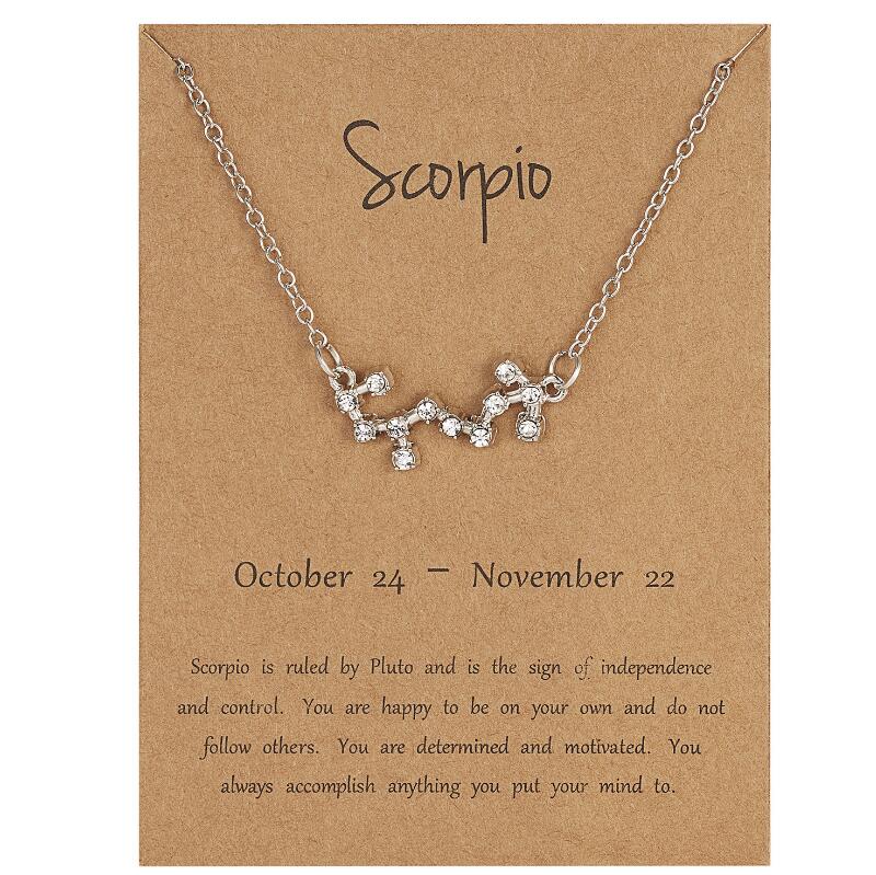 Collares del zodiaco de 12 Constelaciones para mujer, signo del horóscopo, joyería Coreana de circón, Estrella, Galaxia Libra, astrología,: Scorpio