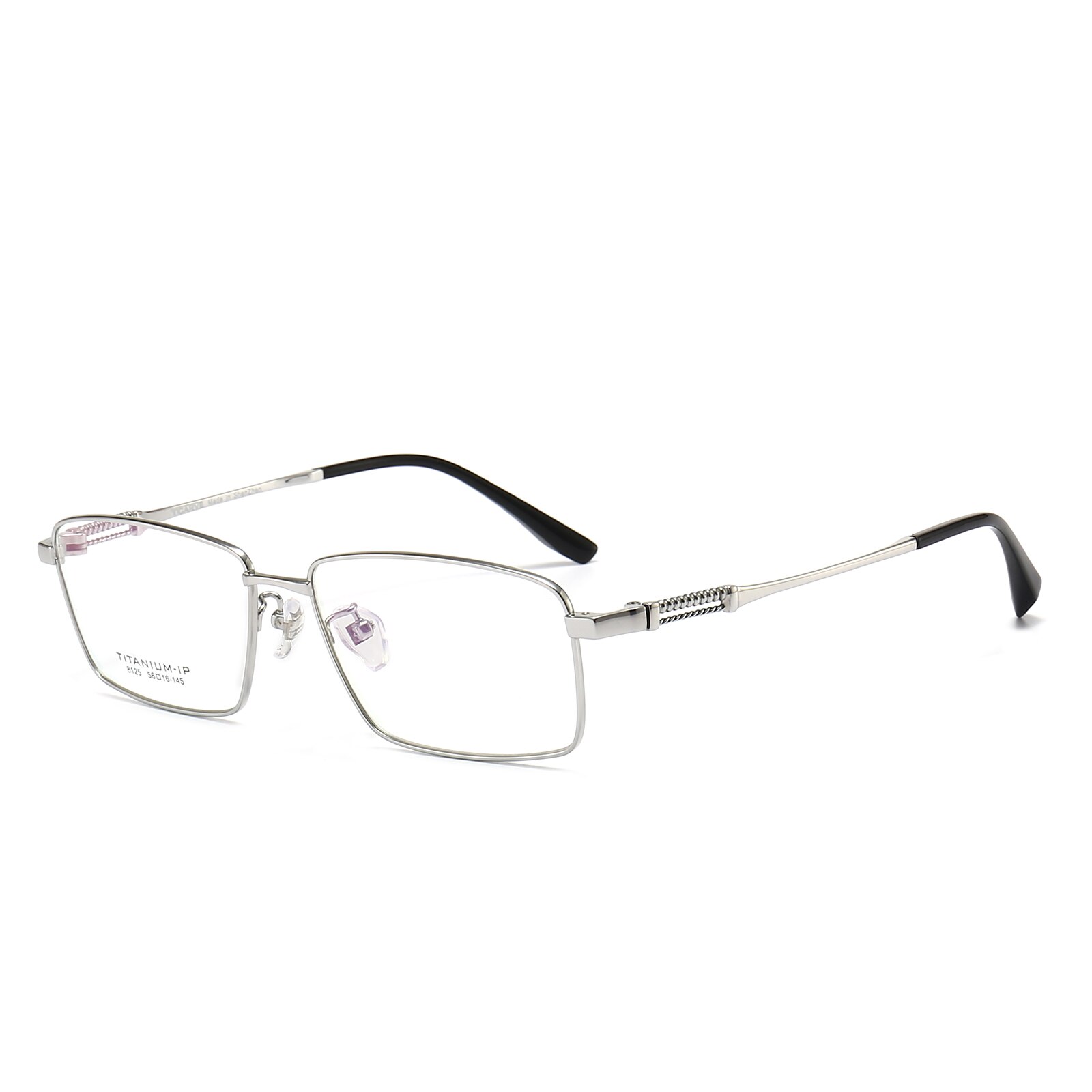 AooKoNi Pure Titanium Myopia Glasses Full Frame Glasse Leisure Male Business Do Prescription optical Square Eyewear AK8125: silver