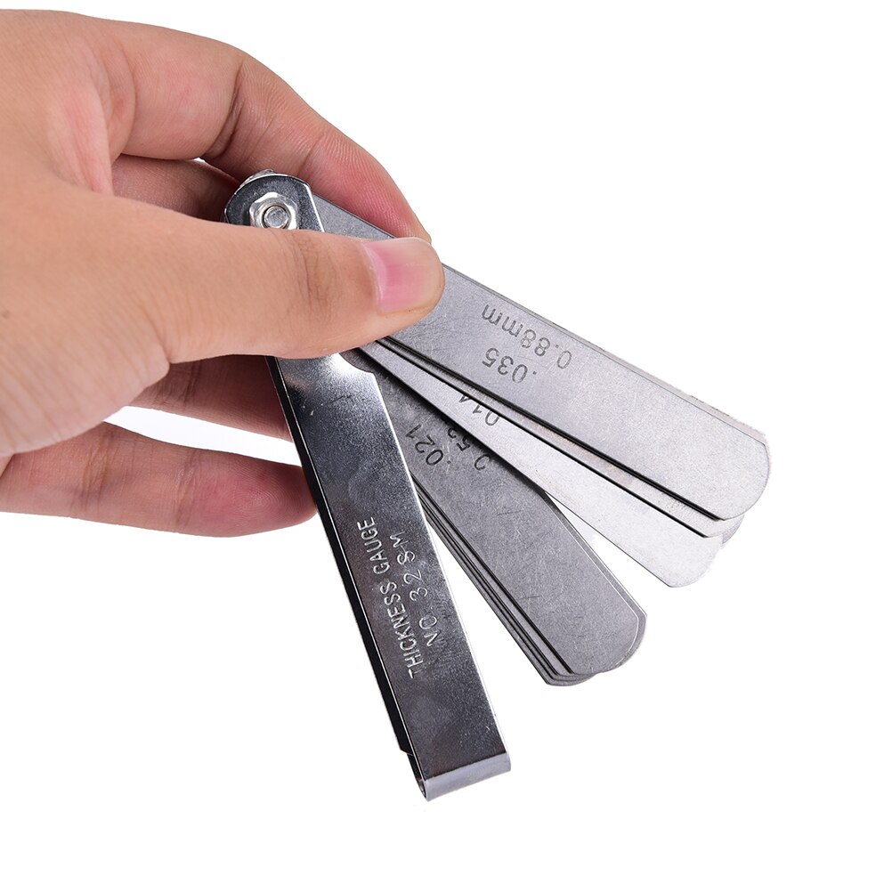 1 set metriskt imperialistiskt mått tune up gap blade tool gitarr 32 blad feeler gauge set
