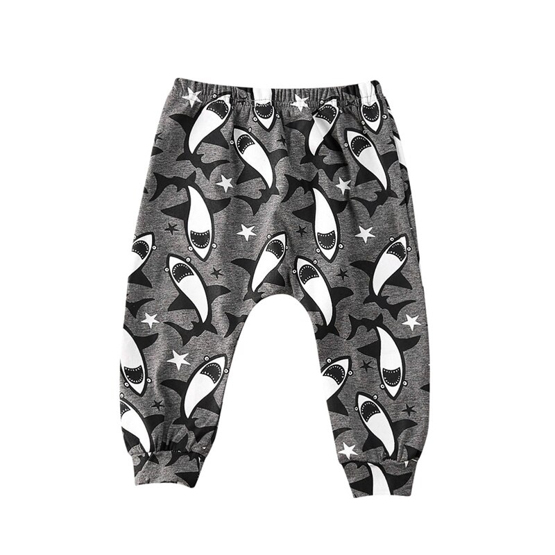 Kids Baby Boy Girl Cotton Autumn Winter Pants Cartoon Sharks Printed Clothes Bottom Harem Pants Toddler Trousers: 12M