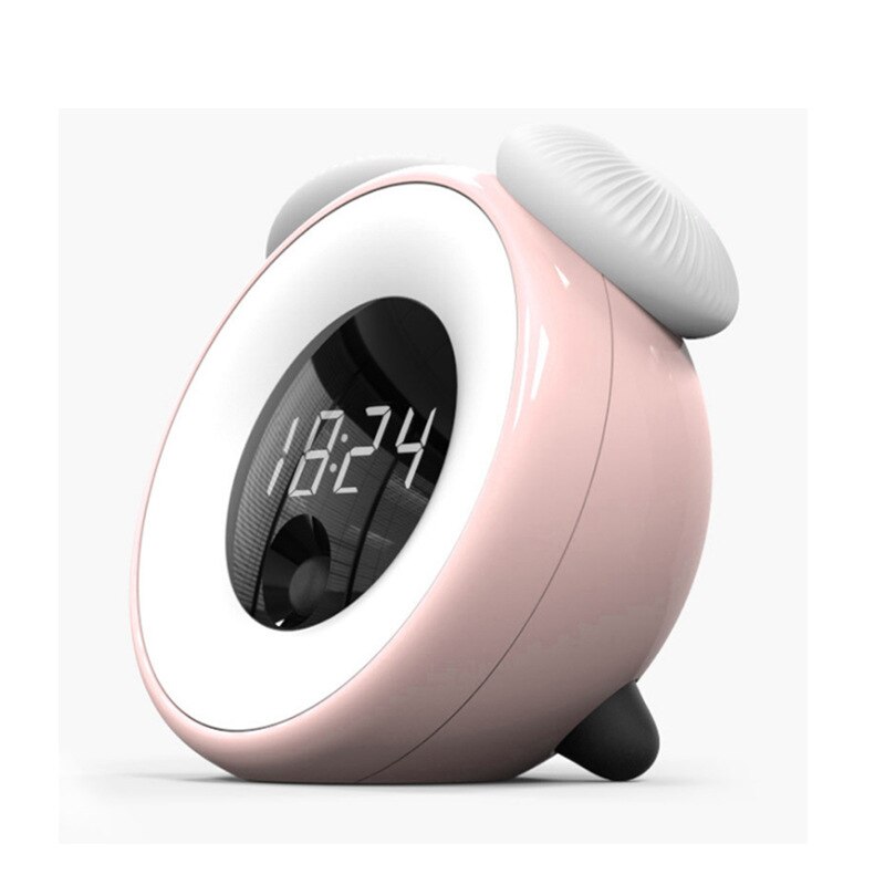 LED Digital Alarm Clock Smart Silent Radio Electronic Small Backlit Intelligent Sensor Children Cute Charging Night Sleep Light: Pink