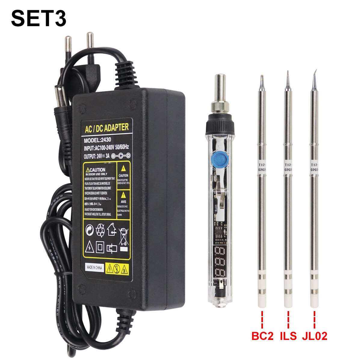T12 75W mini elektryczna lutownica regulowana temperatura przenośna stacja lutownicza K narzędzie robić tipsów w/zasilacz nie SH72: zestaw 2-BC2-ILS-JL02