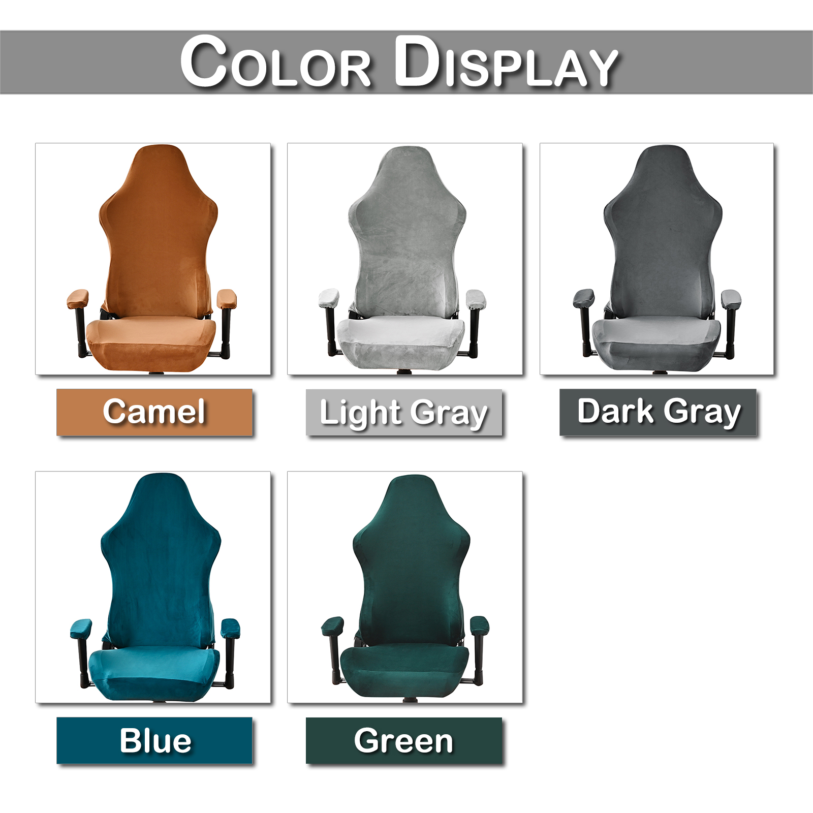 4 stks/set Fluwelen Spandex Bureaustoel Cover Gaming Stoelhoezen Elastische Stretch Fauteuil Seat Cover Computer Stoelen Kussenovertrekken