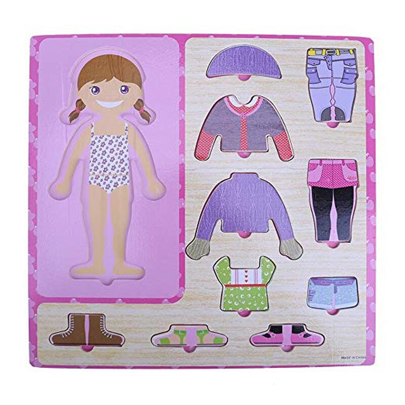 Baby Kleding Matching Puzzel Kinderen Houten Speelgoed Kinderen Early Educatief Figuur Puzzel Spelletjes Baby Jongens Meisjes Dress Up Speelgoed