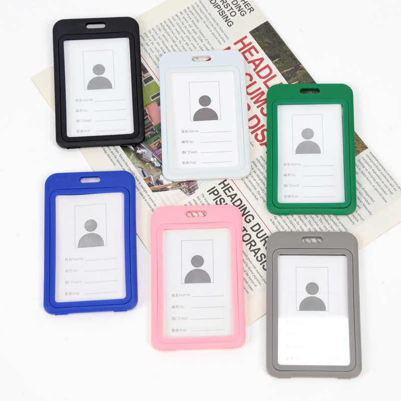 Soporte de tarjeta de identificación de Color de trabajo Unisex, cordón, funda de identificación, doble transparente, exposición de negocios, correa para colgar en el cuello