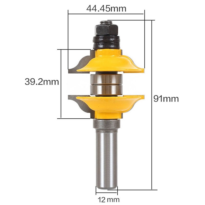 3Pcs 12mm Shank Entry Interior Tenon Door Router Bit Set Matched R&S Router Bits Carving for Wood