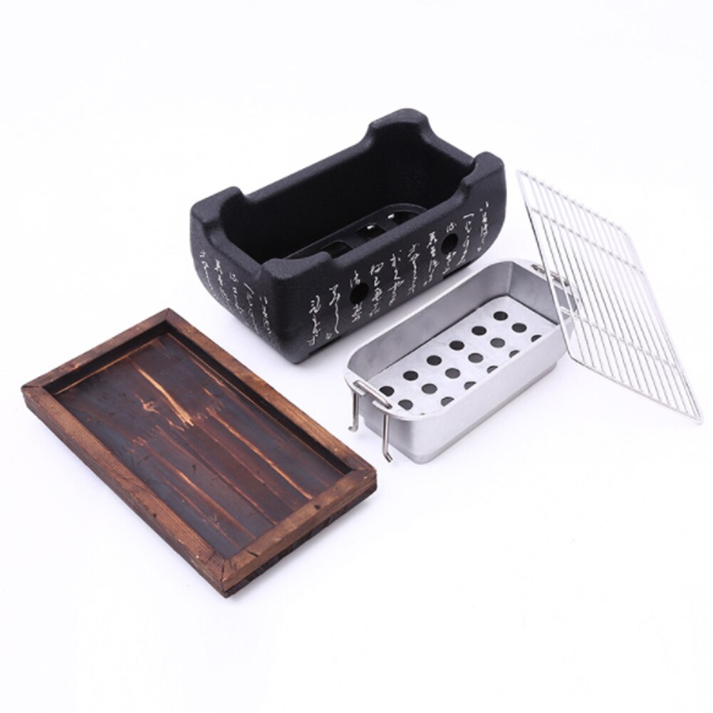 Barbecue de Style japonais, Grill de Table Portable, cuisinière à charbon de bois, avec support à fil et plateau de Base