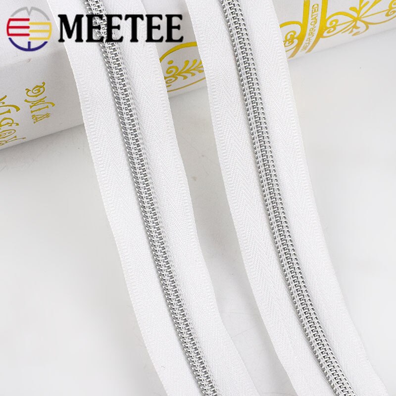 4/8M Meetee Nylon Code Laden Rits Zilveren Tand Spoel Rits Voor Naaien Diy Open Einde Zakken sport Kledingstuk Accessoires ZA030